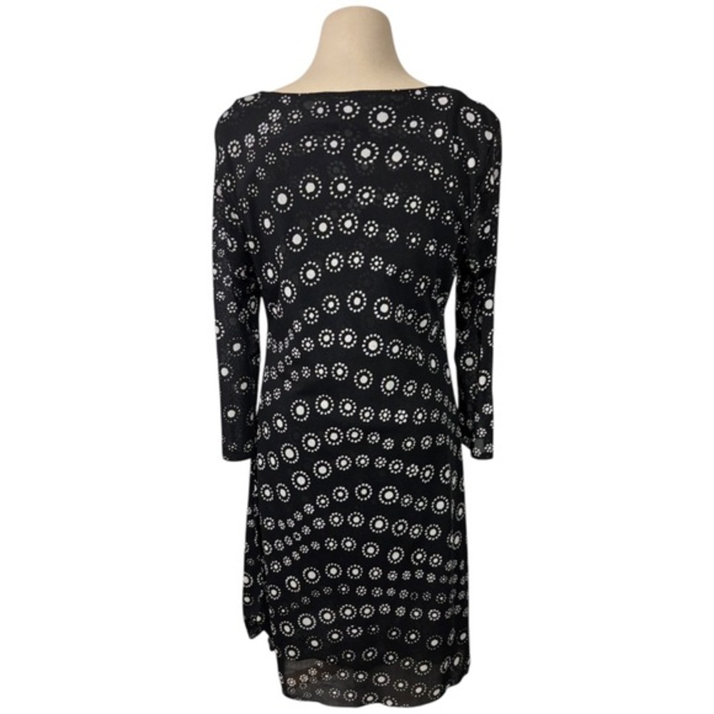 Vintage Chaus Black White Polka Dot V Neck‎ Long Sleeve Mesh Dress M Whimsigoth - Picture 6 of 8